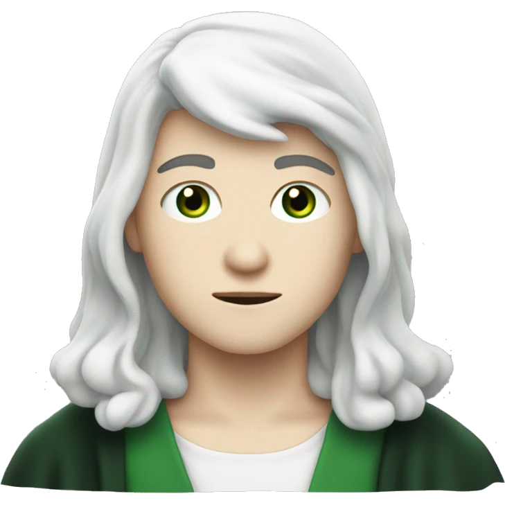 teenage white-skinned wizard with black hair, green eyes in dark green disguise emoji