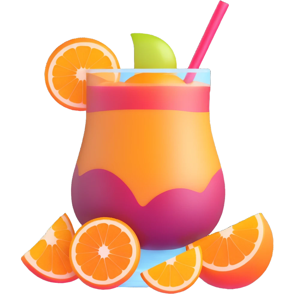 frozen sangria slushie with orange and apple slices emoji