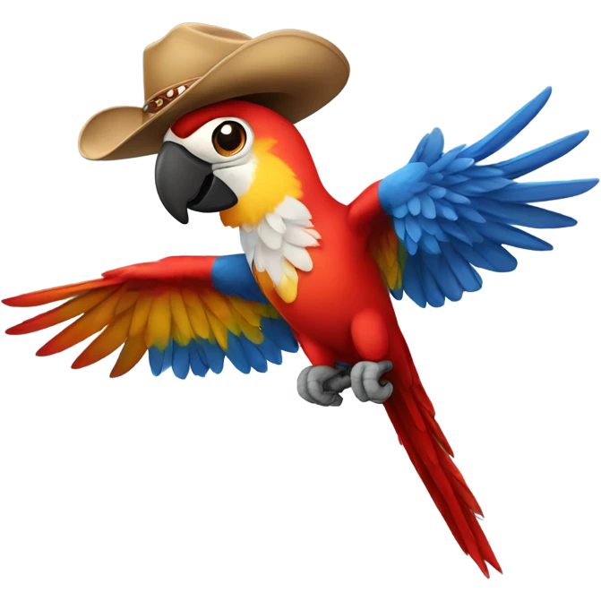 Scarlet Macaw wearing a cowboy hat Flying emoji