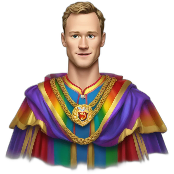 Jonathan Toews as a rainbow king with a royal robe on emoji