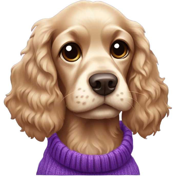 Cocker spaniel in purple sweater emoji