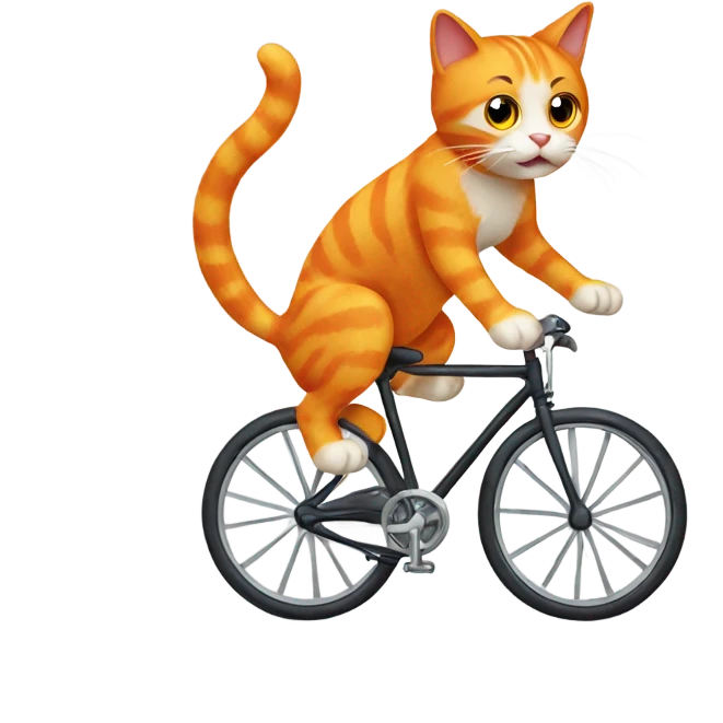 Orange cat riding a bike emoji