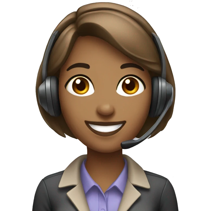 lightly brown call center girl smiling and wearing a headset emoji