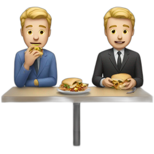 Two white big man eat lunch emoji