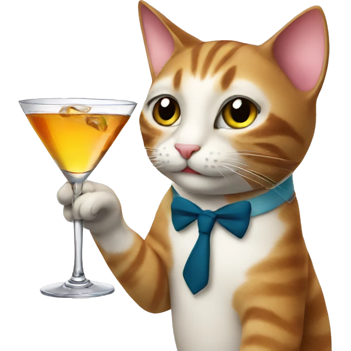 Cat happy drinking a martini emoji
