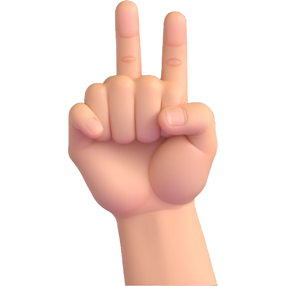 hand facing forward in a fist, thumb between index and middle fingers emoji