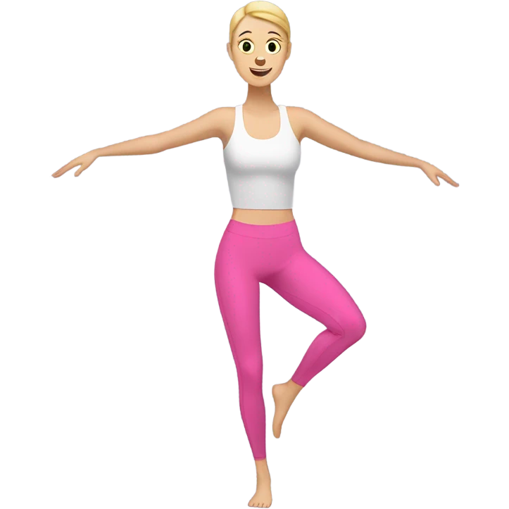 a white lady doing mat pilates with pink Legging  emoji