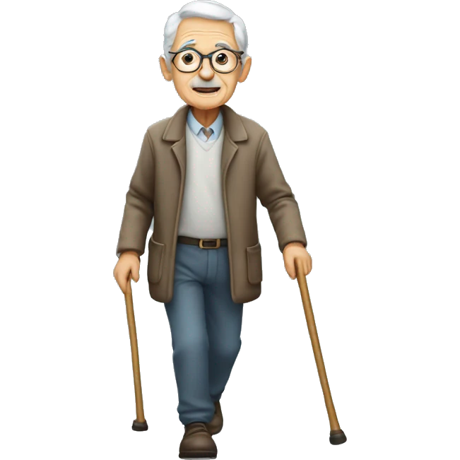 Old person walking with cane emoji