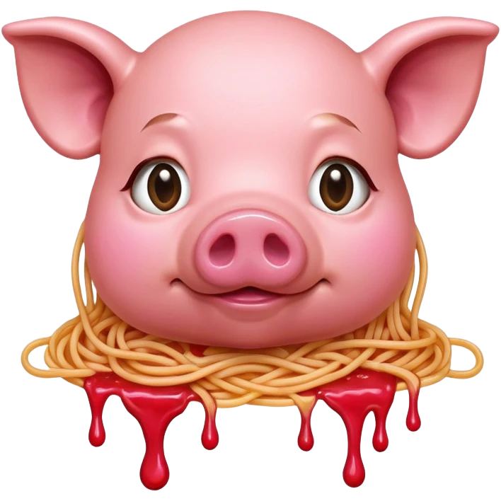 pink dripping sauce spaghetti monalisa pig face portrait emoji