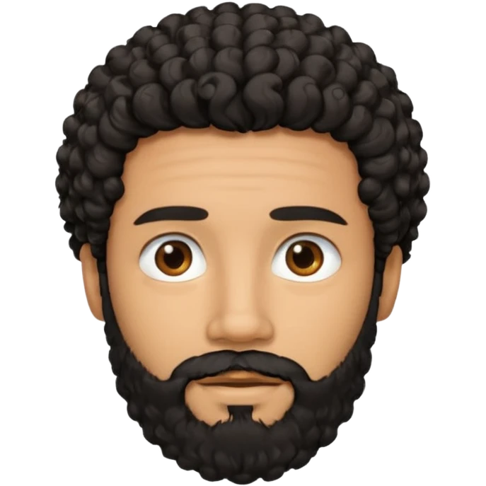 This is a cartoon-style avatar of a man with curly black hair, a beard, and a calm expression  emoji