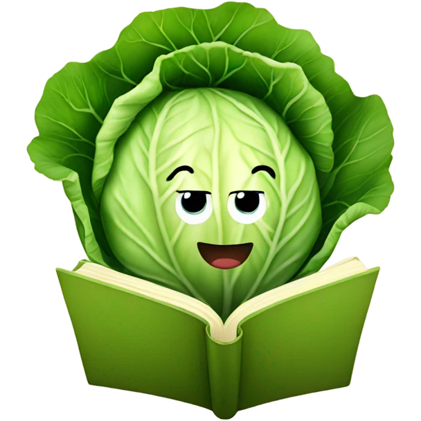 Cabbage reading emoji