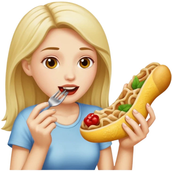 Woman eating a foot emoji