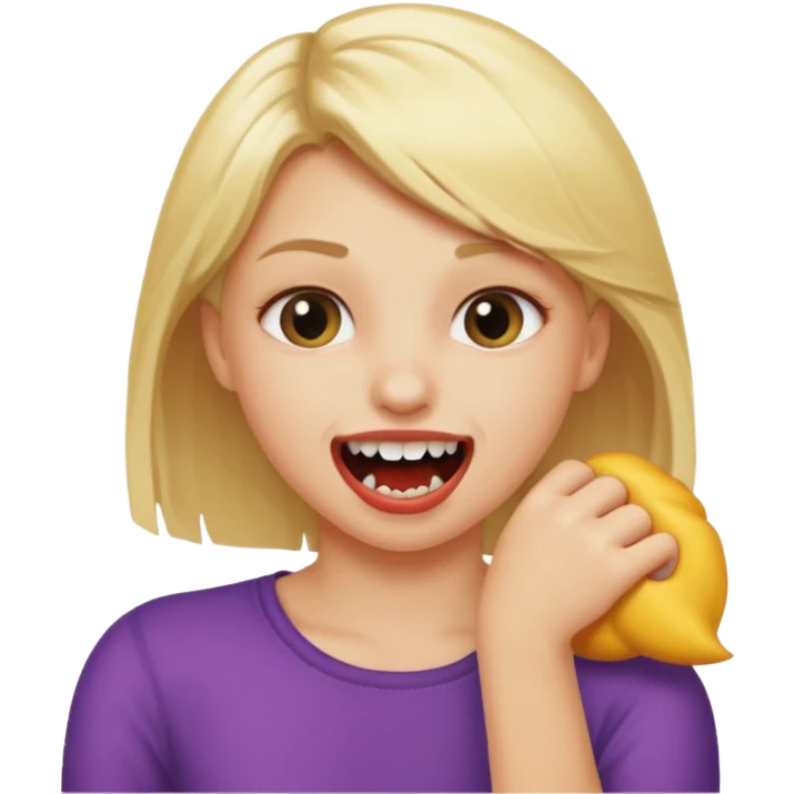 Emoji blonde girl, biting an arm emoji