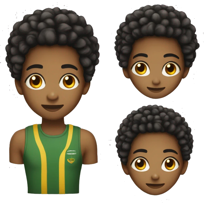 Black teen with afro taper fade hair style, brown skin, Jamaican and Ghanaian ethnicity emoji