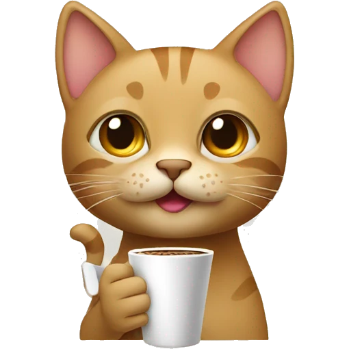 tan cat drinking a coffee  emoji