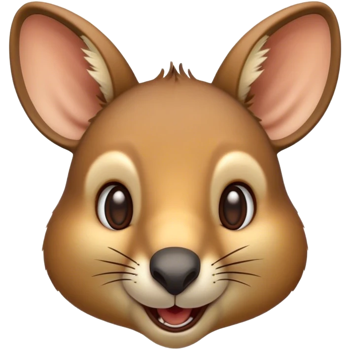 Cinematic Comical Wallaby Portrait Emoji, Head tilted dramatically with an exaggeratedly amused expression, featuring a striking tan and brown fur with wide, expressive eyes filled with playful disbelief, Simplified yet hilariously expressive features, highly detailed, glowing with a slightly sassy glow, high shine, dramatic yet playful, stylized with an air of cheeky outback mischief, bright and endearing, soft glowing outline, capturing the essence of a spirited and over‐the‐top wallaby, so meme‐worthy it feels like it could bounce its way into internet fame instantly! emoji