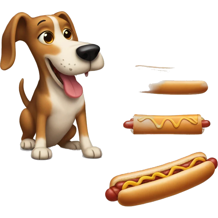 Dog eating a hotdog emoji