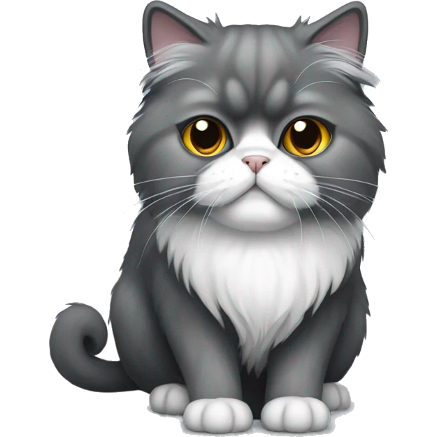 Dark grey and white Persian cat emoji