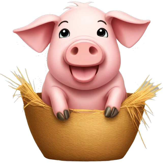 A cut pig with a cozy hay emoji
