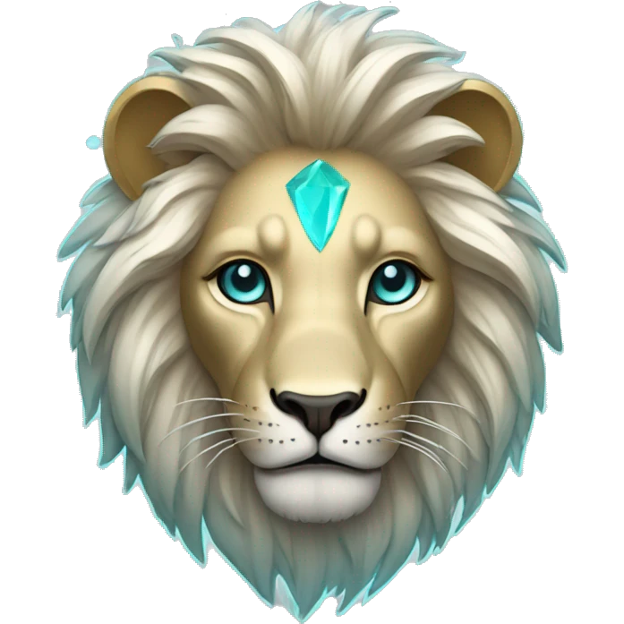 lion with a gold and silver hair and shine aqua eyes emoji