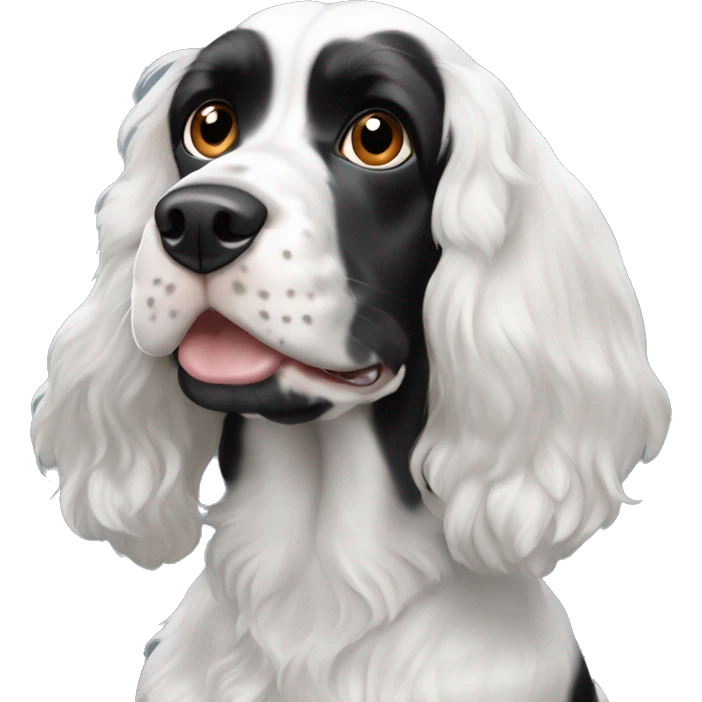 black and white english cocker spaniel with nose spots  emoji