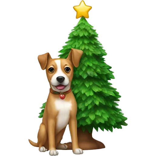 Christmas tree with a dog on it emoji
