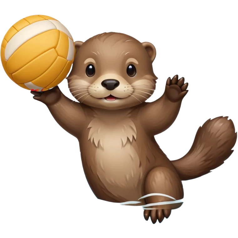 adorable otter floating on water holding a volleyball with both paws above water emoji