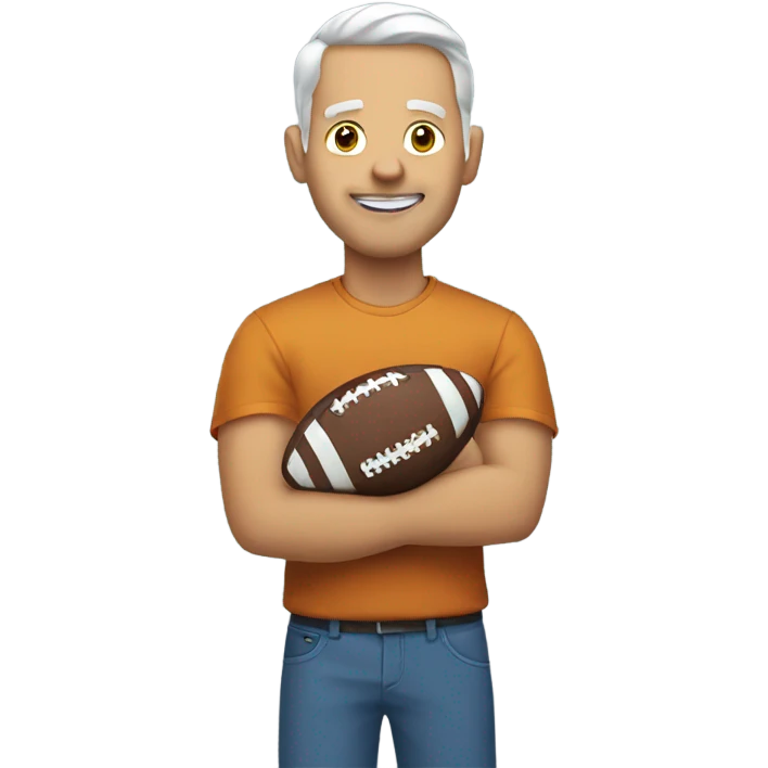 White dad holding a football emoji