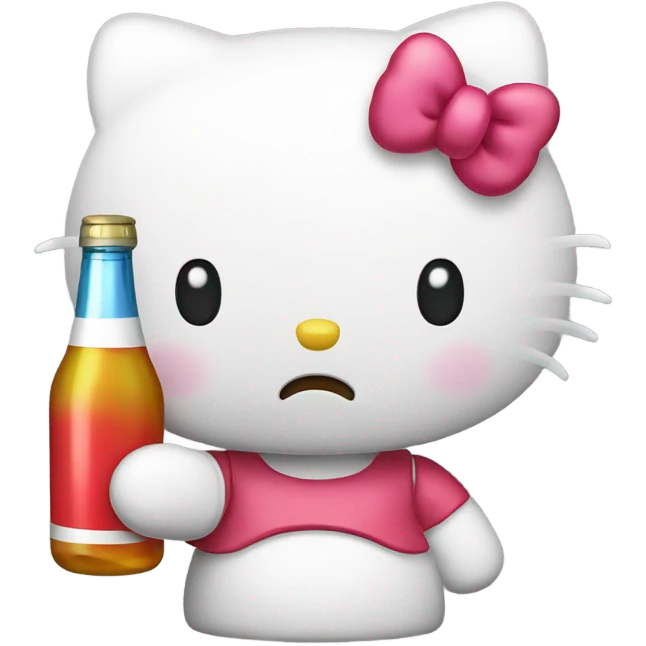 Hello kitty depressed tears with alcohol hello kitty emoji