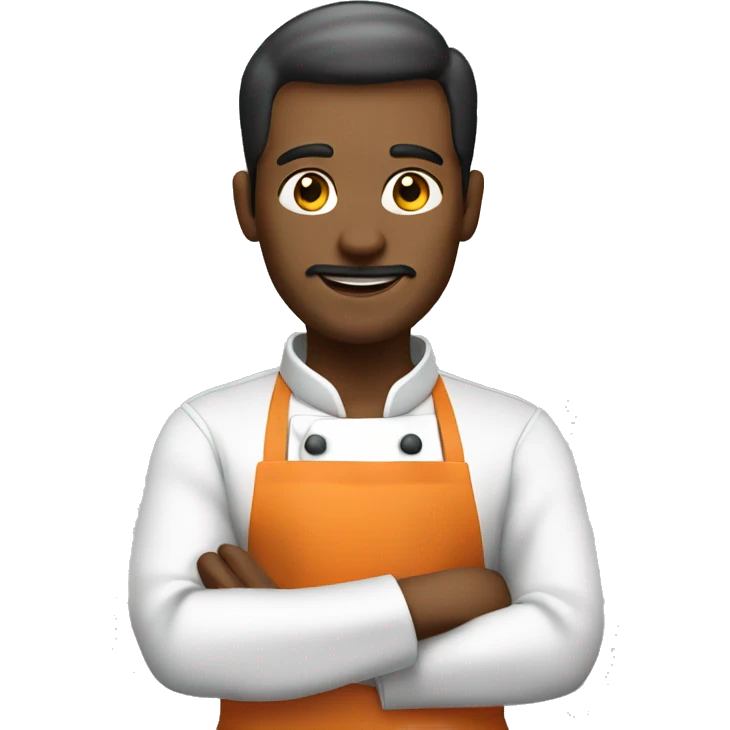 male chef that is using a light orange apron emoji