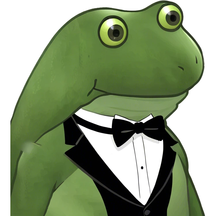 handsome bufo wearing a tuxedo  emoji