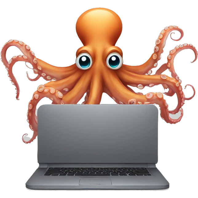 octopus with computer emoji