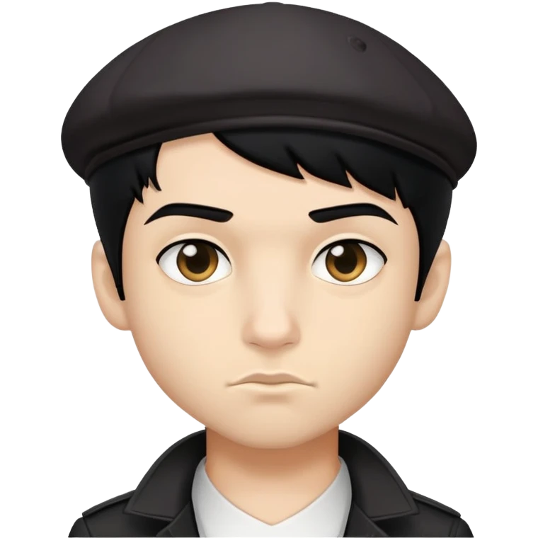 black hair to right, gangster costum , pretty body and face , cool boy , little nose emoji