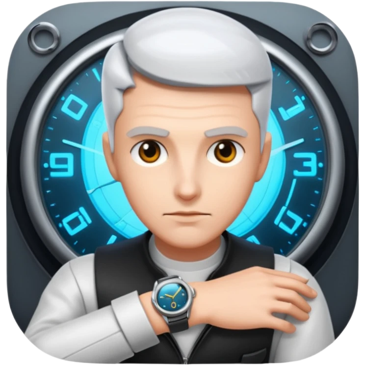 Time Traveler Looking At A Futuristic Watch emoji