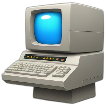 A retro-computer, a gear in an angle, a text with "Oldchool Computers" emoji