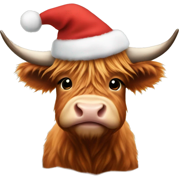baby highland cow with christmas hat on  emoji