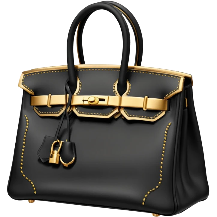 black hermes birkin with gold stitching bag emoji