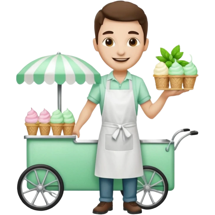 Vendor + mint cart,Ice Cream Vendor. emoji
