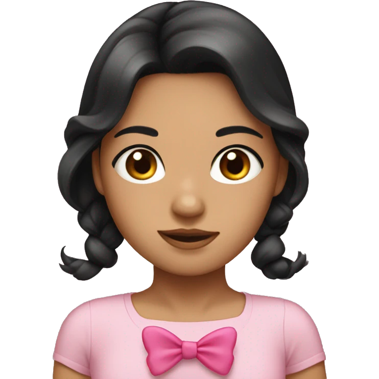 tan girl with medium black hair with a pink bow emoji