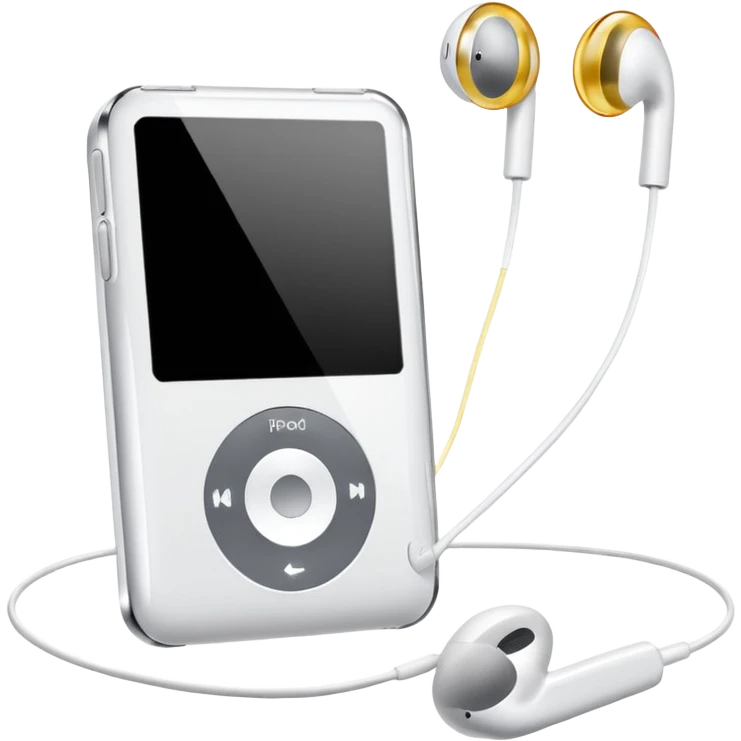 all white ipod and earphone
 emoji