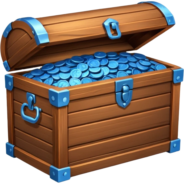 wood chest of blue coins emoji