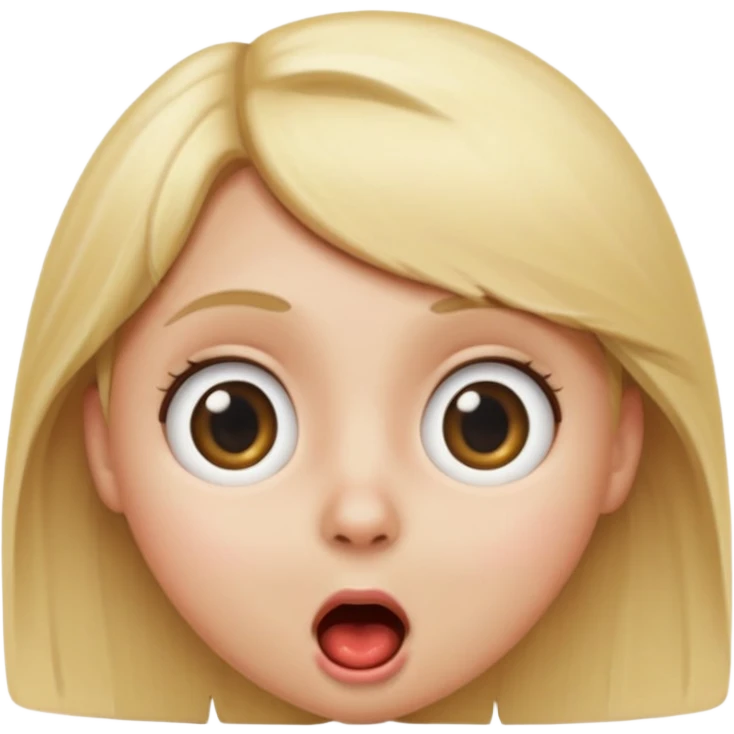 shocked blonde emoji, apple emoji style, round face, big eyes, open mouth, minimal details, no text emoji