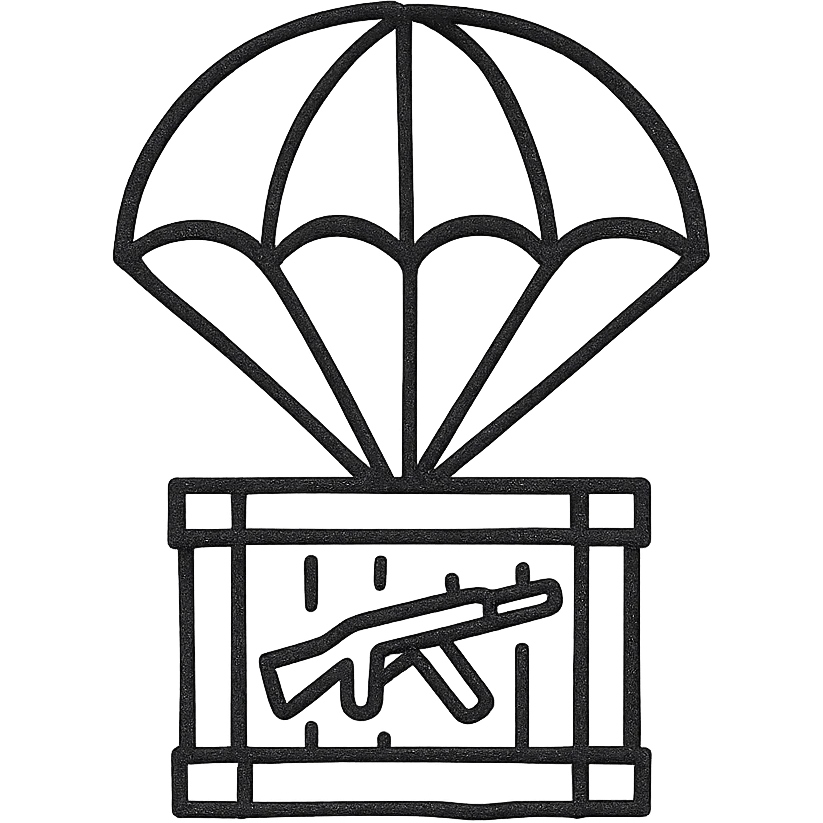 A weapon box with a parachute emoji