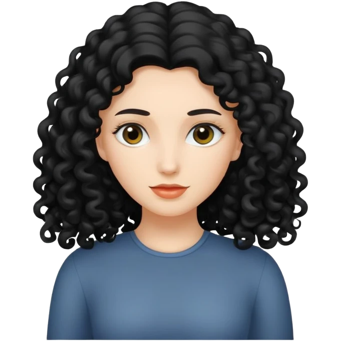 Caucasian woman, long black curly hair, only hair, without face emoji