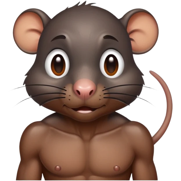 a sweating, shirtless black rat emoji