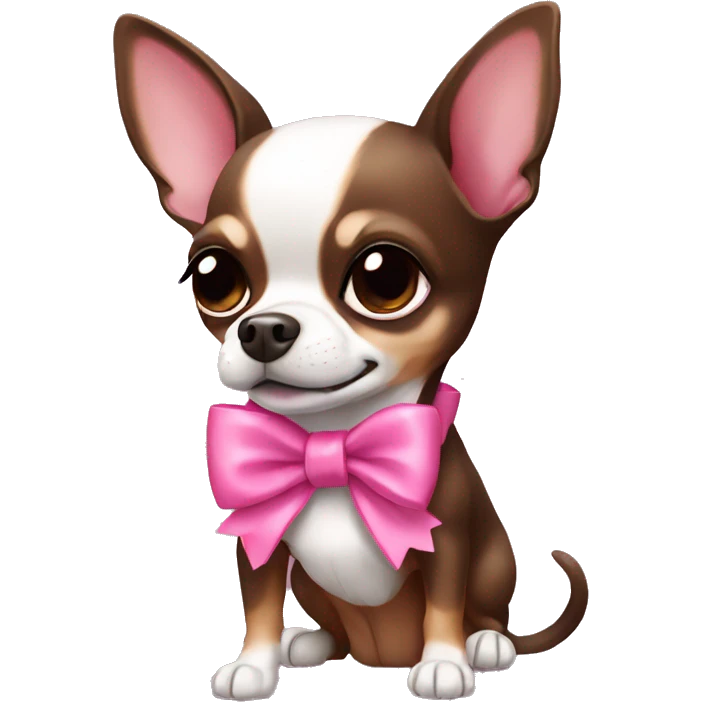 Chihuahua darkbrown with pink bow  emoji