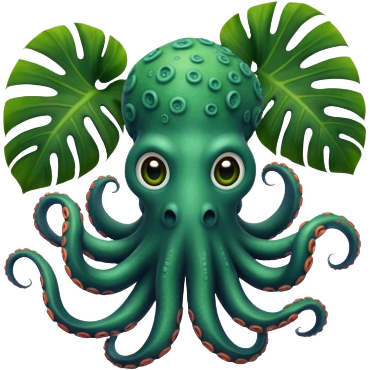 Octopus with monstera plants  emoji