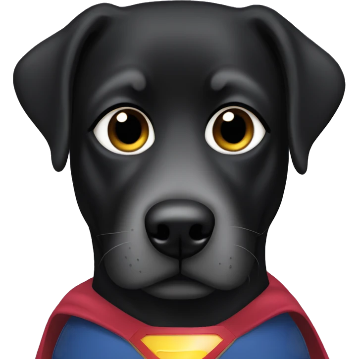 black lab wearing a superwoman mask emoji