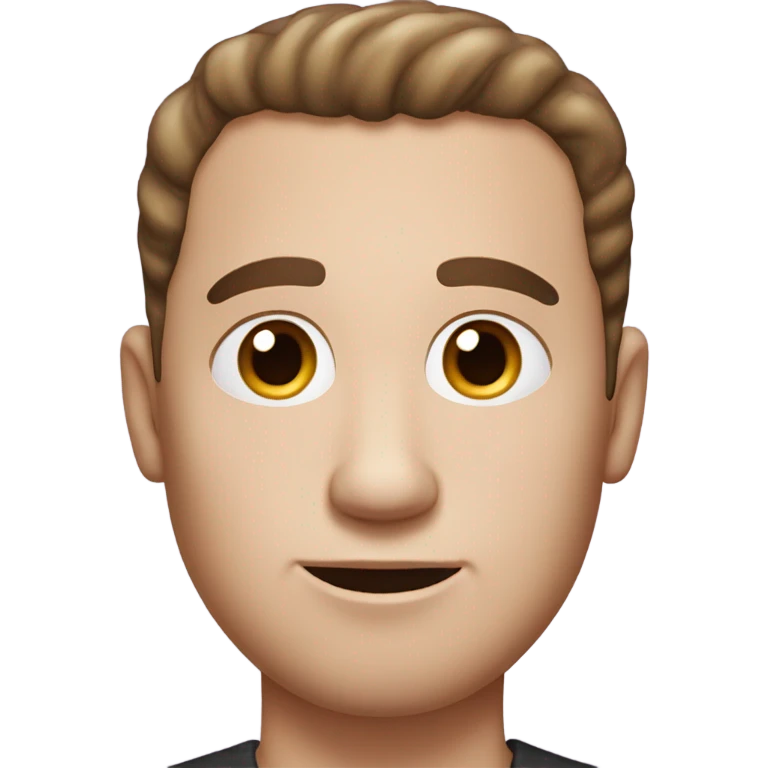 A white guy with a black middle part and freckles, who has a donut for a body emoji