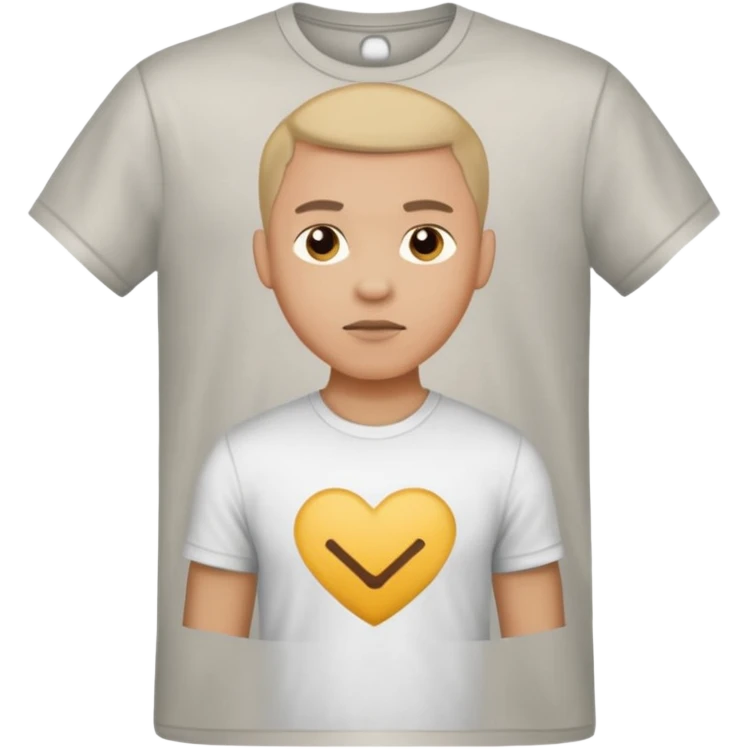 A man, shot from the center of his chest, but wearing a T-shirt, light skin tone emoji